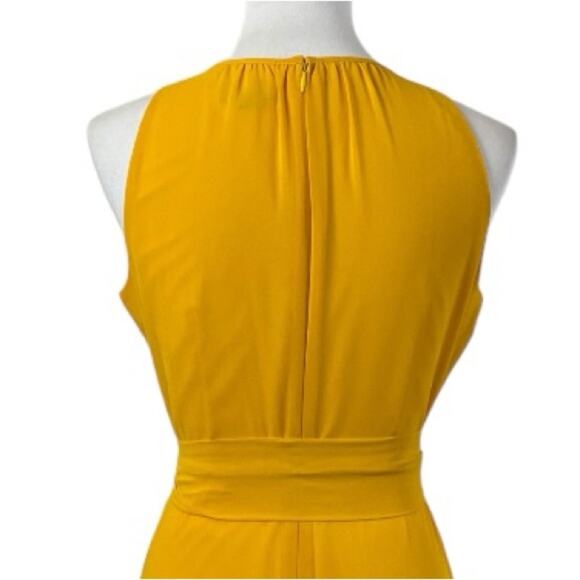 Tahari Petite Midi Dress Keyhole Halter Neck High Low Hem Yellow Women’s Size 6P - Picture 12 of 14